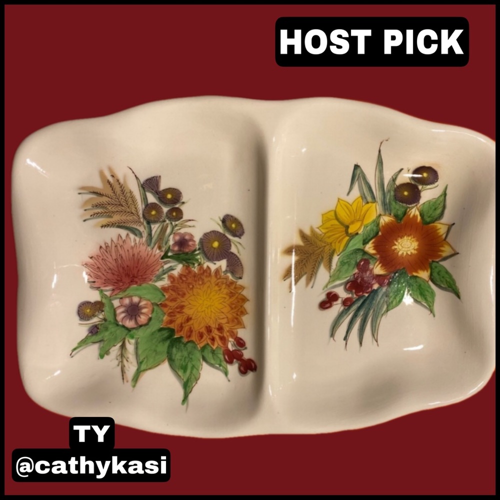 AUTUMN ~COLORED Porcelain Ceramic 2-sided DISH - Picture 1 of 14